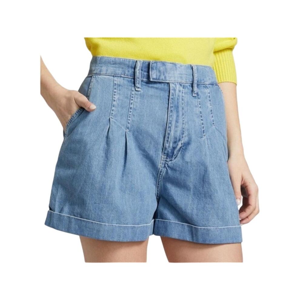 FRAME Rhythm Pleated High Rise Jean Shorts - Size 4